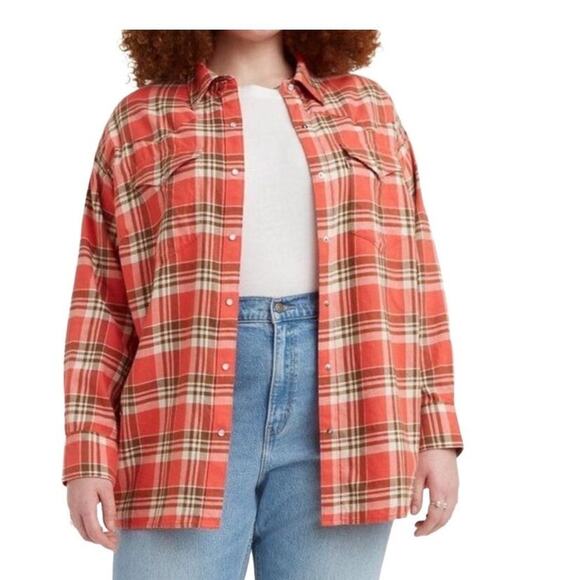 Levi's Tops - Levi’s Womens's‎ Dylan Relaxed Western Plaid Flannel Shirt Plus Size XXLarge New